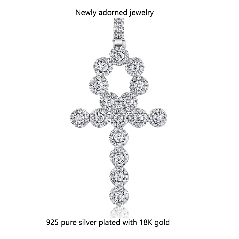 

Tennis chain 925 silver Moissanite cross pendant without chain, unisex, suitable for Western hip-hop style, Moissanite necklace