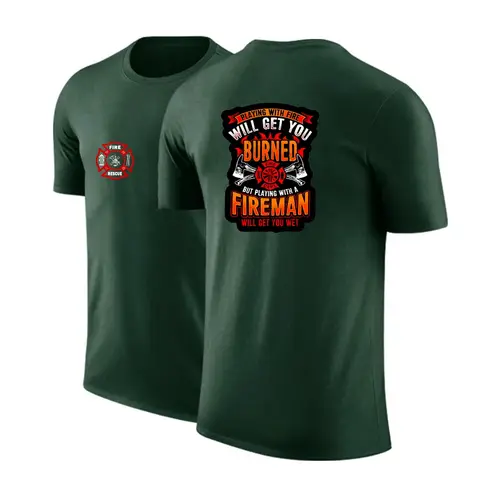 T-shirt à manches courtes pour hommes, léger et populaire, avec Logo de pompier imprimé, confortable, à séchage rapide, été 2025