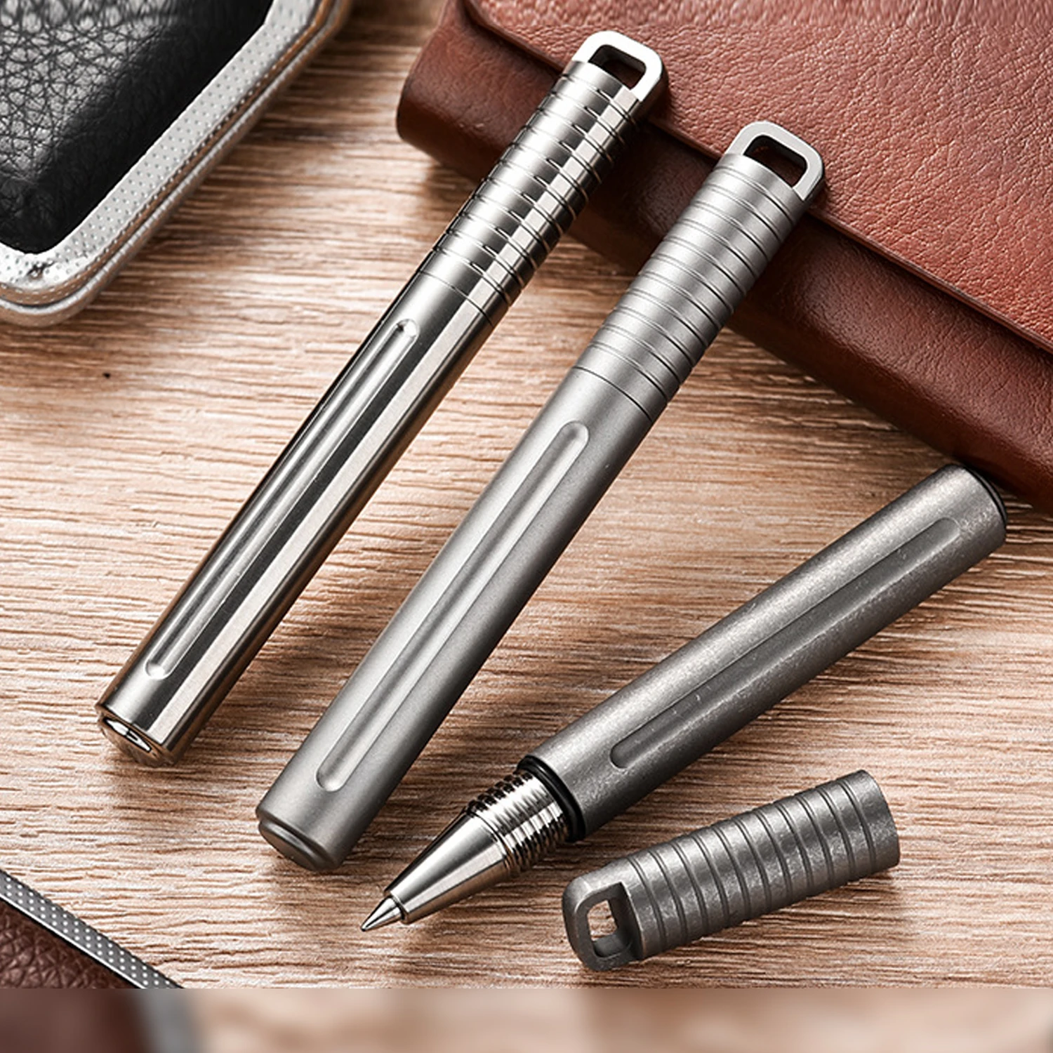 Mini caneta tática curta de liga de titânio TC4, usinagem de precisão CNC, caneta de assinatura de chaveiro Edc portátil, A1322