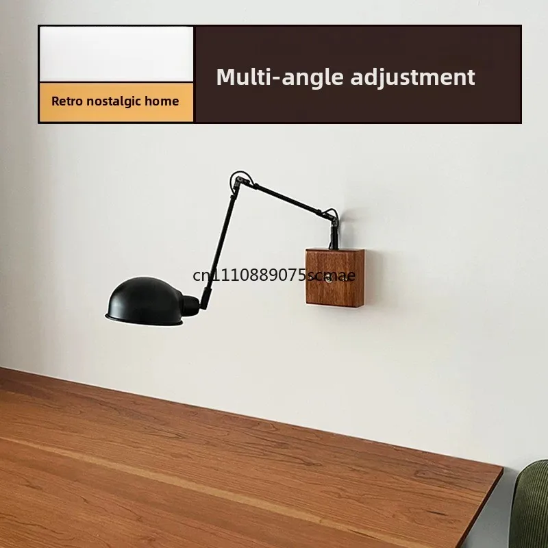 Multi-angle free adjustment medieval, Nordic bedside study, next to the sofa, reading with switch wall lamp
