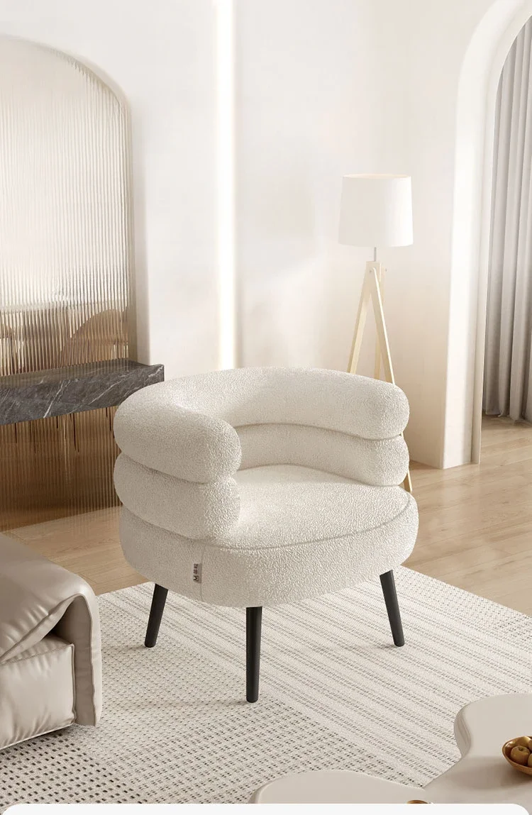 

Single lazy sofa, makeup lamb's wool chair, living room, simple and modern, light luxury, balcony lounge chair