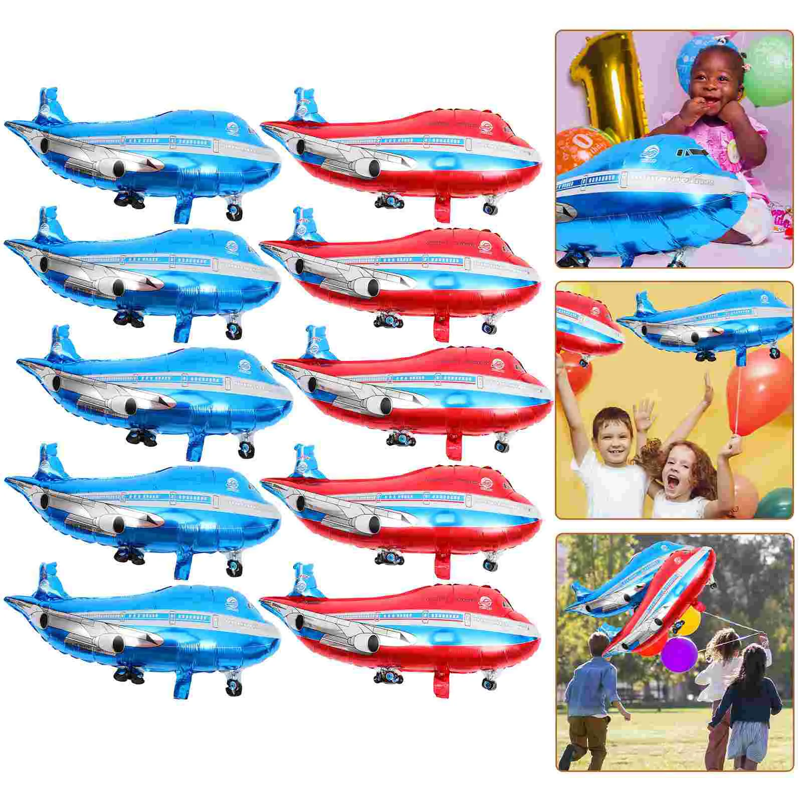 

10 Pcs Happy Birthday Balloons Airplane Decor Ballon Wedding Party Aircraft Kid Toy Toddler