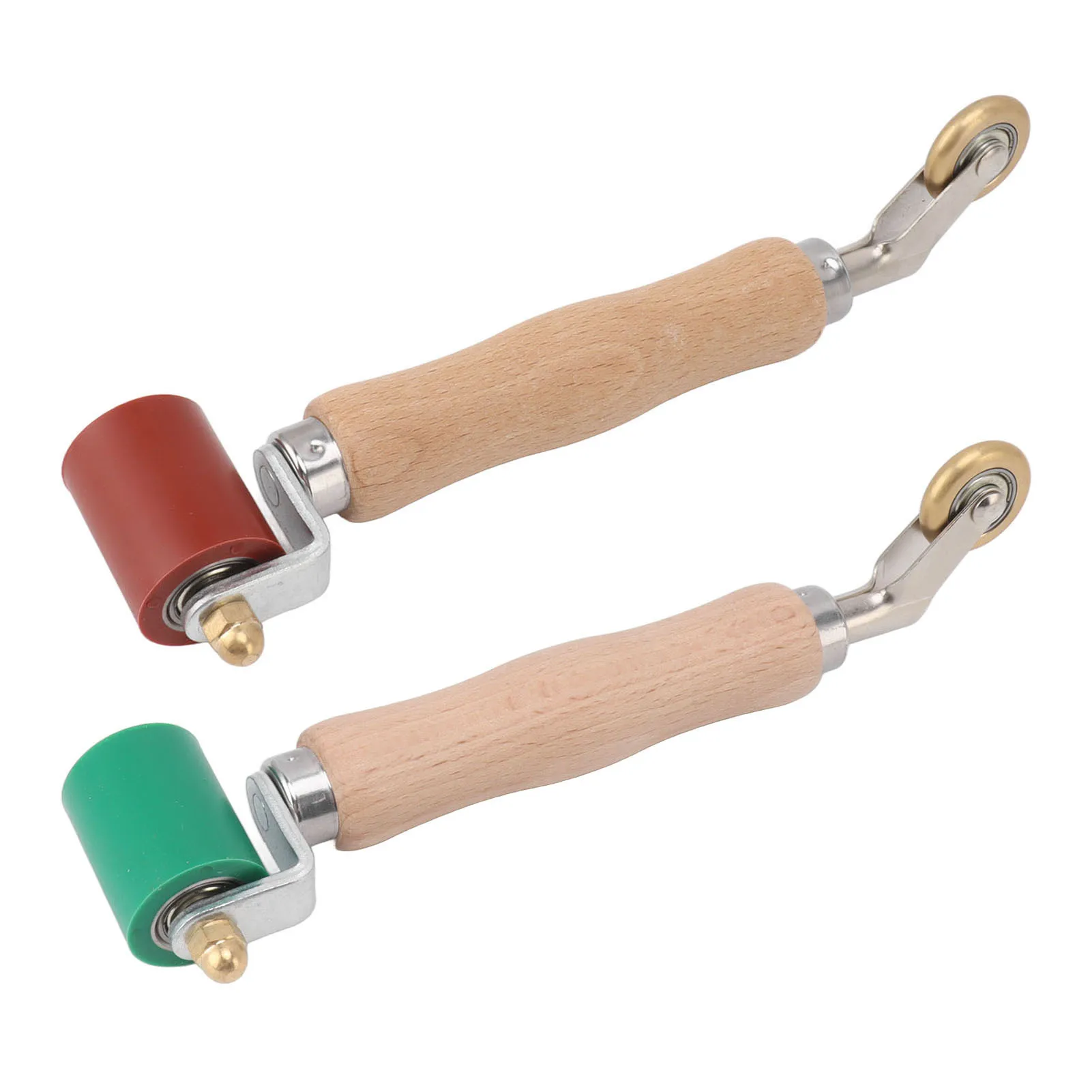 Seam Roller Tool 40mm Silicone Seam Roller Dual Use Brass Wheel Wood Handle Wallpaper Flat Seam Roller for PVC TPO Welding