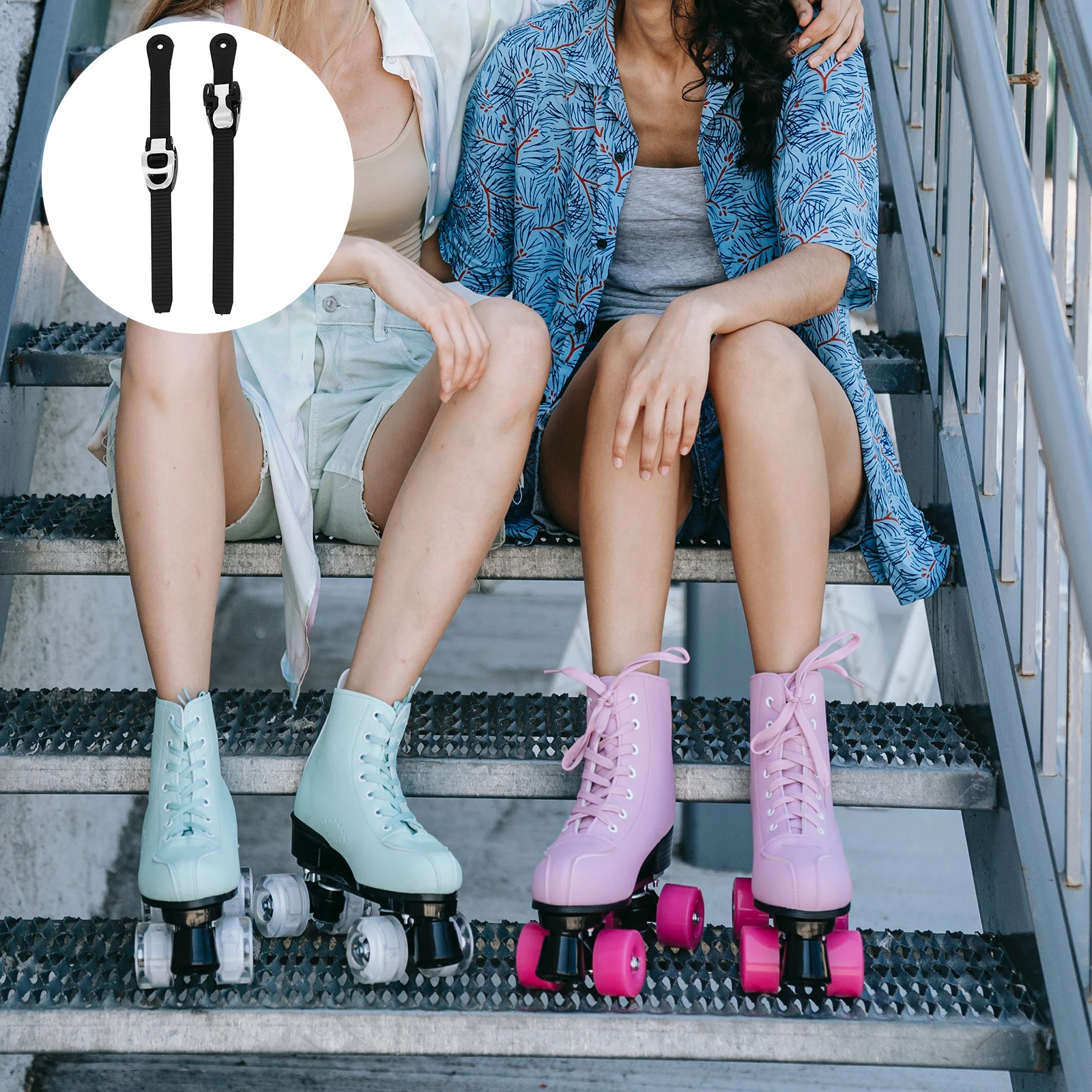 2 peças tiras de patins 25cm 22cm fivelas ajustáveis conectores de sapatos de patinação ganchos de substituição portáteis duráveis