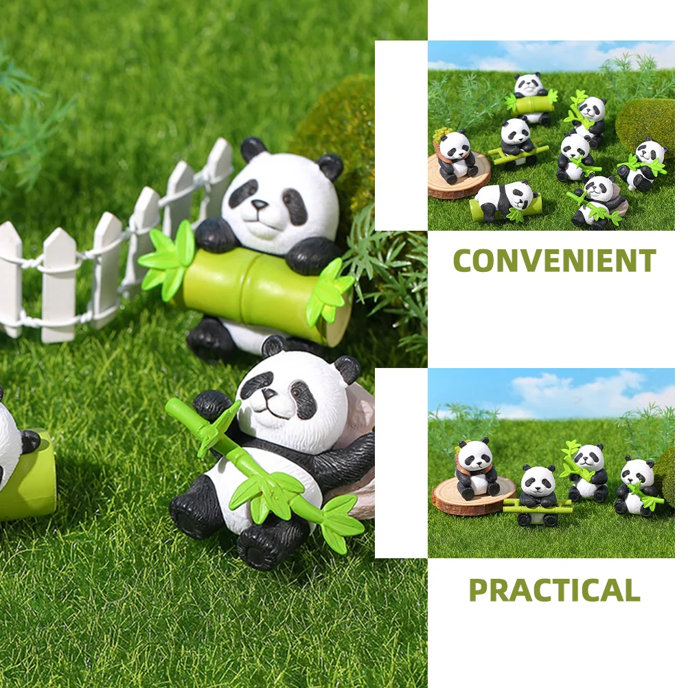 

8 шт., мультяшное животное, мини-панда, декор для сада, пейзажа, микросцена, настольное украшение для дома