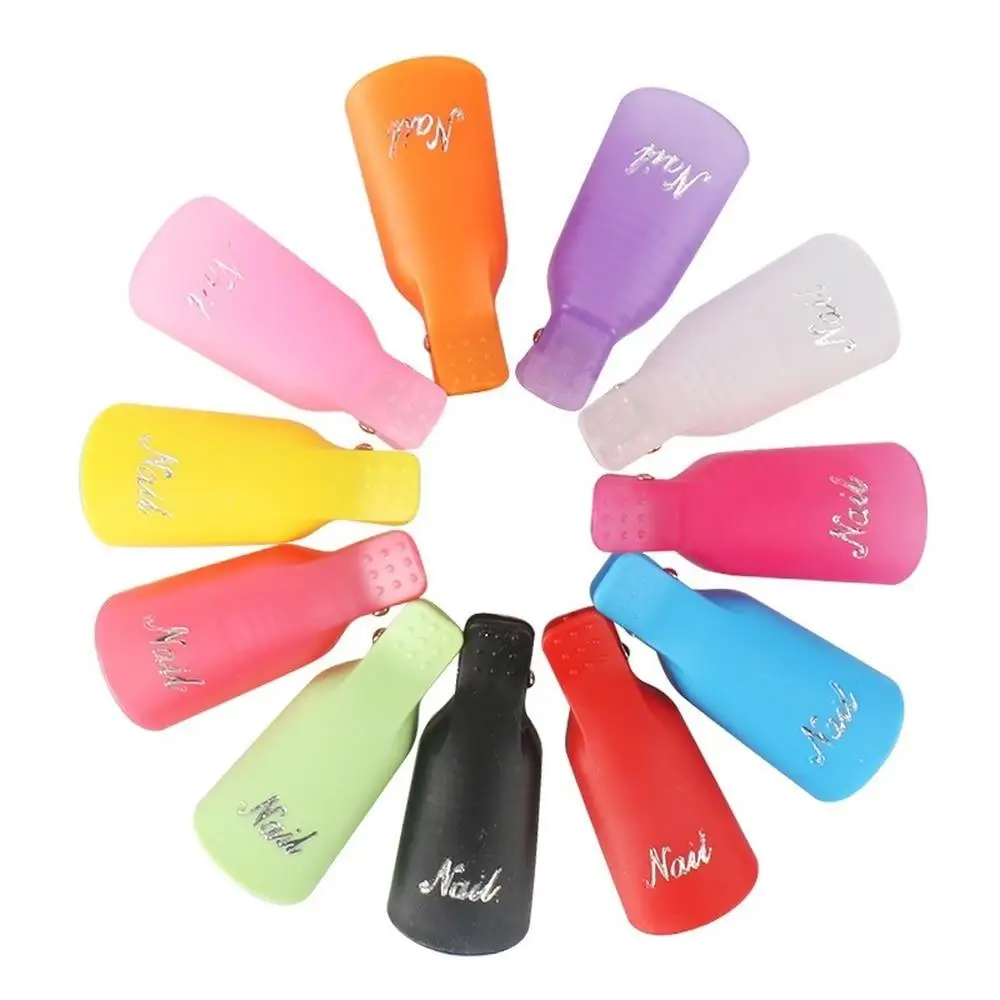 10PCS Gel Lak Remover Wraps Plastic Nail Polish Remover Clip Nail Art Soak Off Cap Nail Degreaser Cleaner Tips For Fingers Tools