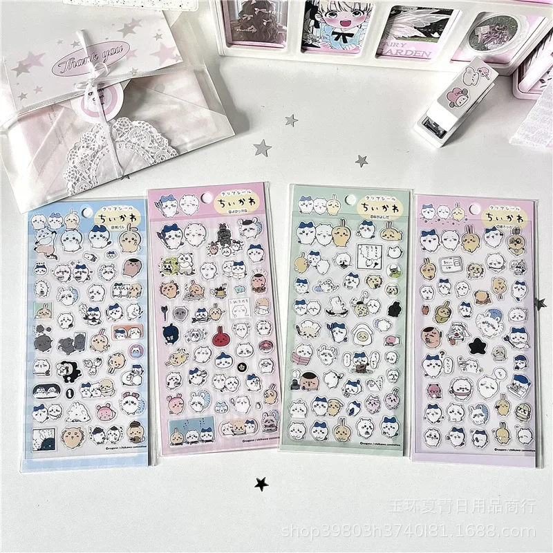 Super Cute Cartoon Stickers Kawaii Notebook Ledger Decoration Stickers ちいかわ ハチワレ Cross Dressing Stickers