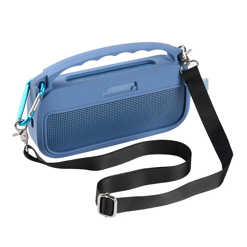 AEE7-Silicone Cover With Handle Shoulder Strap Travel Protective Carrying Bag For Bose Soundlink Flex 2Nd Gen Speaker