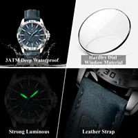 POEDAGAR Original homme montre-bracelet haut de gamme étanche lumineux Date semaine montre pour hommes Quartz Sport cuir hommes montres Reloj 4