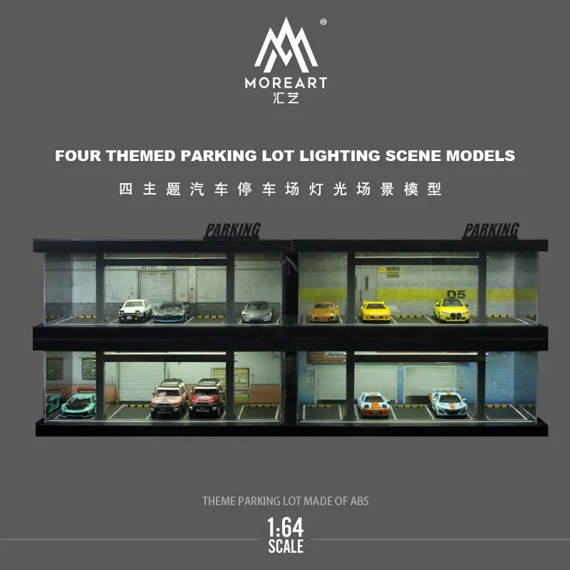 1:64 Four-theme Car Parking Lot Light-up Model Kit Garage