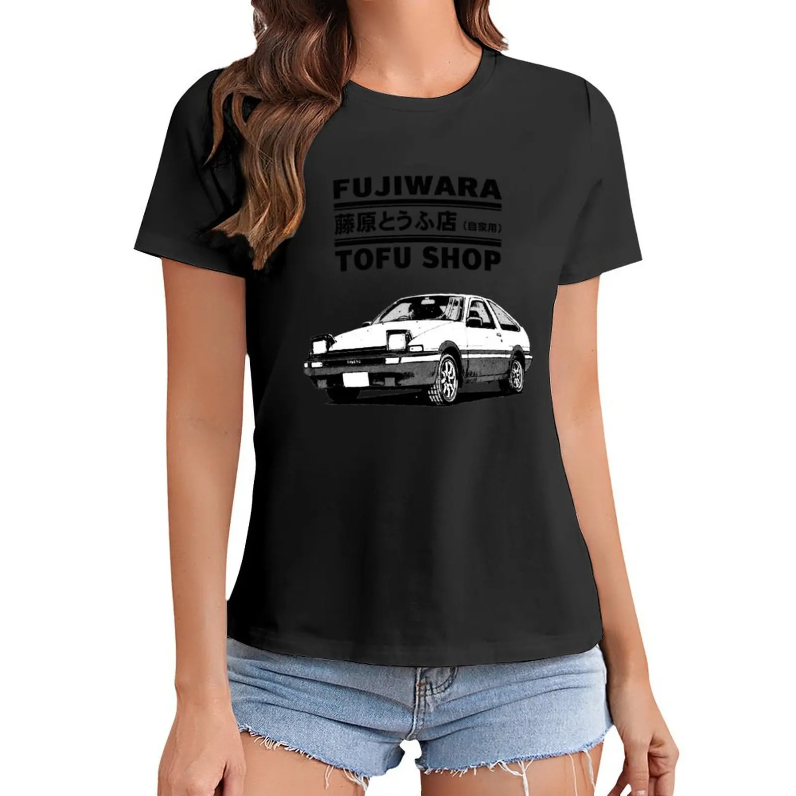 

Initial D Fujiwara Tofu Shop AE86 Manga T-Shirt new edition animal print Summer Women's clothing