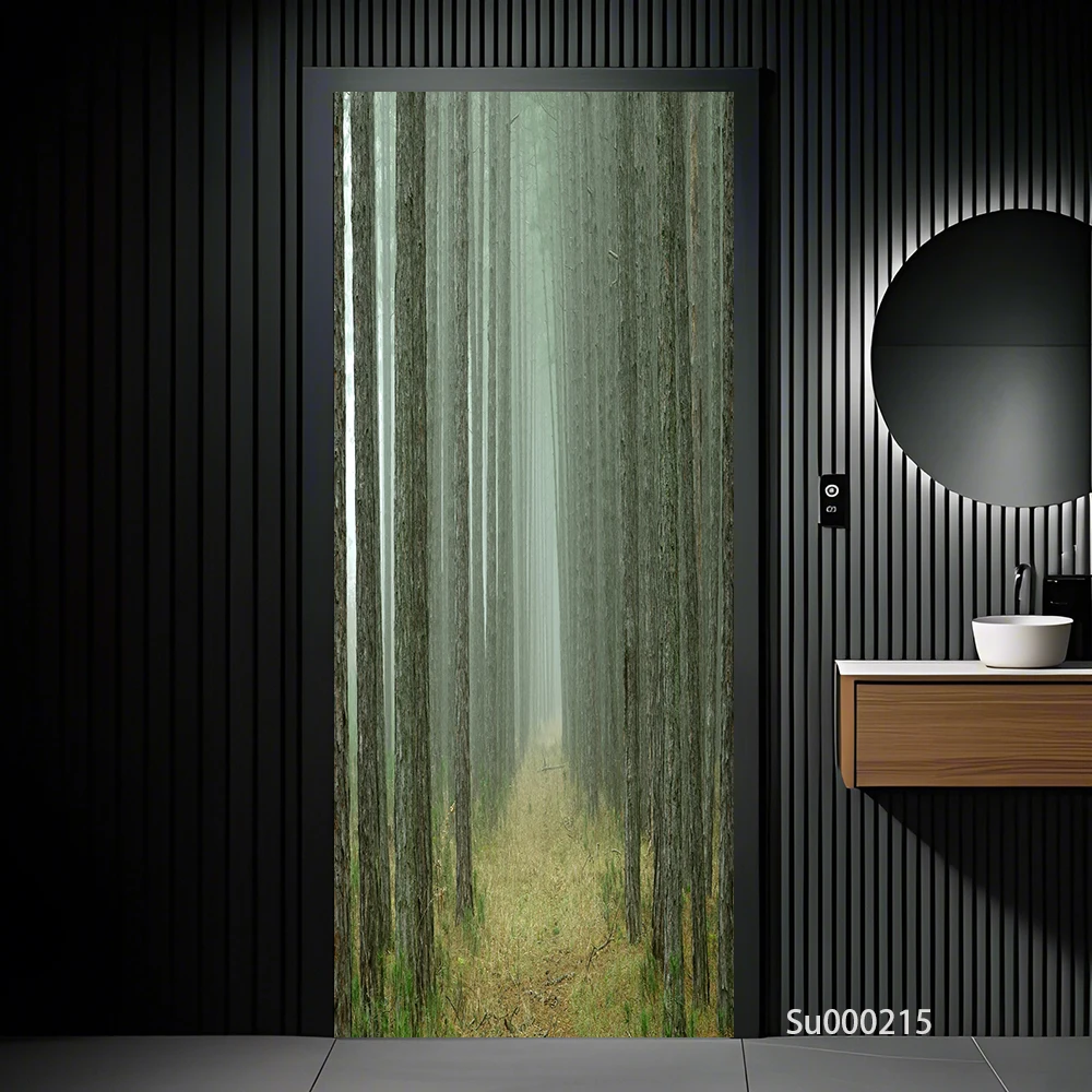 Landscape & Tree Waterproof Wear-resistant Self-adhesive PVC Door Stickers - Scenery Home Decor Wallpaper