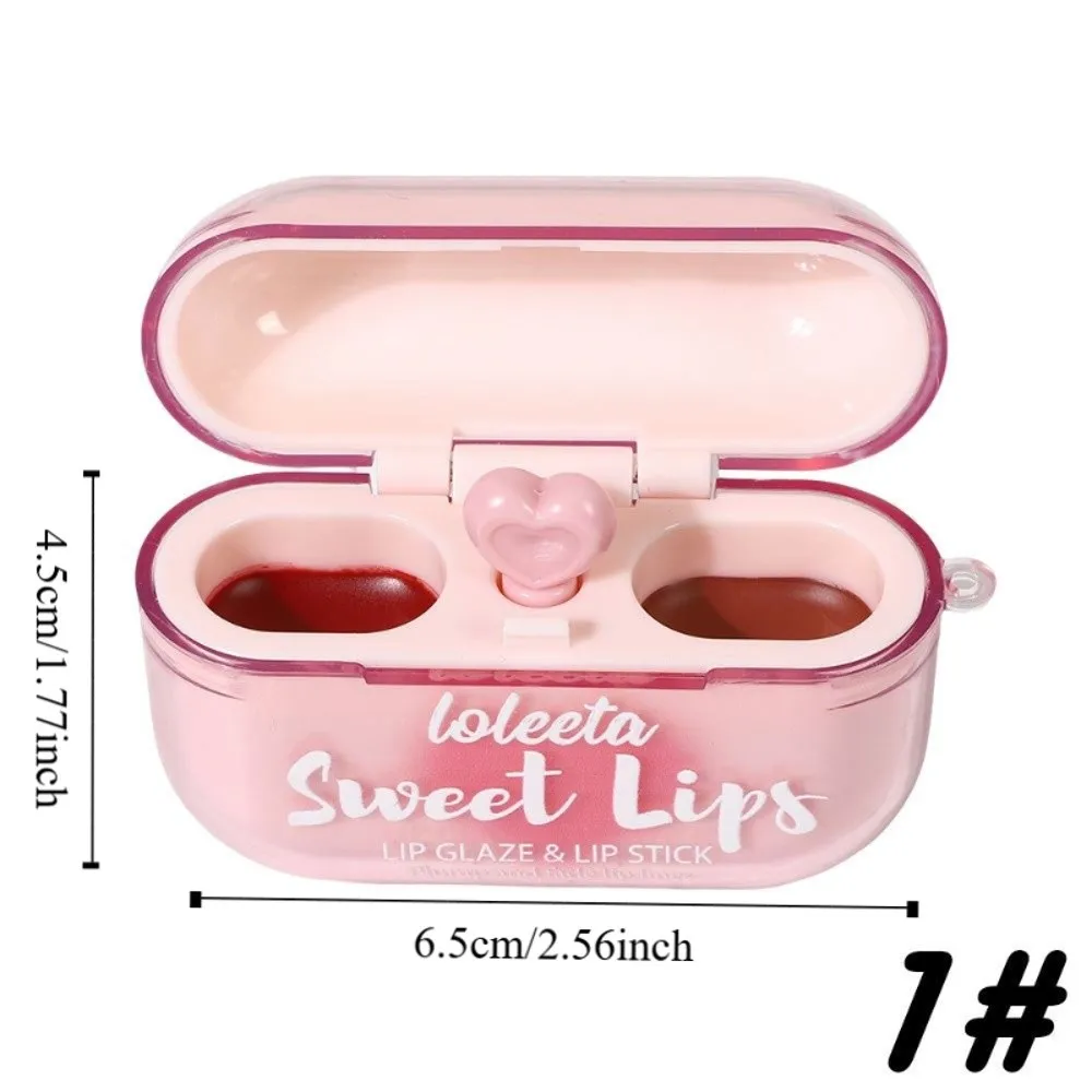 Rossetto Vellutato Opaco 2-in-1 alla Moda, Rossetto Glitter Impermeabile che Valorizza la Carnagione, Lucidalabbra a Forma di Cuffie a Lunga Durata