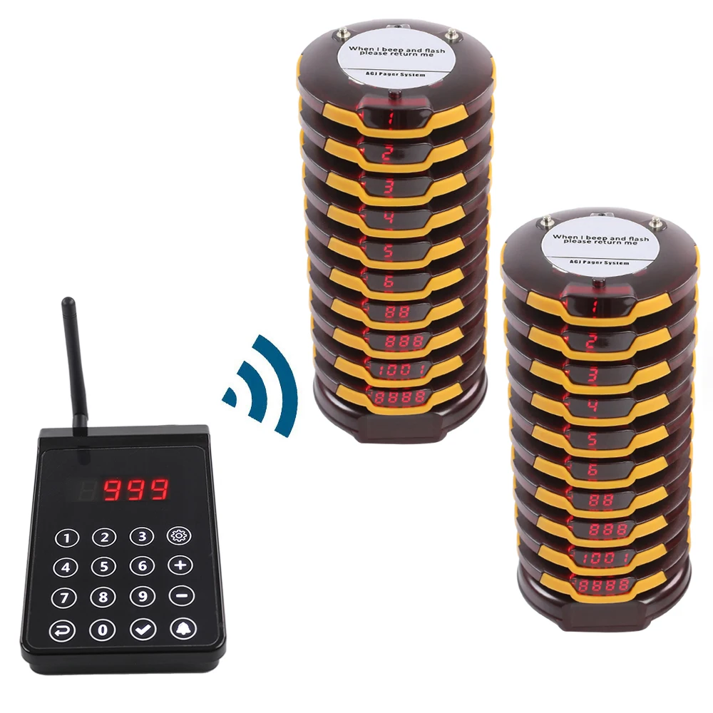 New Arrival Wireless Restaurant Pager System Long Range 1000 Meters Food Pager For Cafe Church Clinic Food Court Food Truck