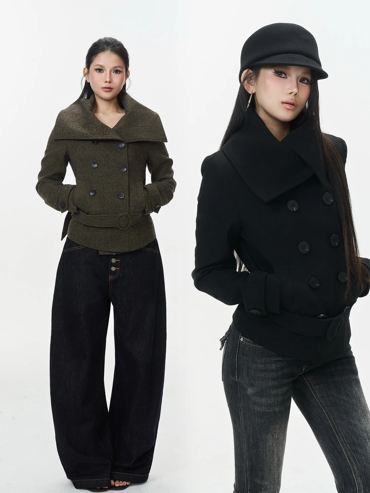 

Thiened Хлопковое шерстяное пальто Корейское шерстяное пальто для поездок на работу Thiened Хлопковое двубортное пальто с воротником-стойкой