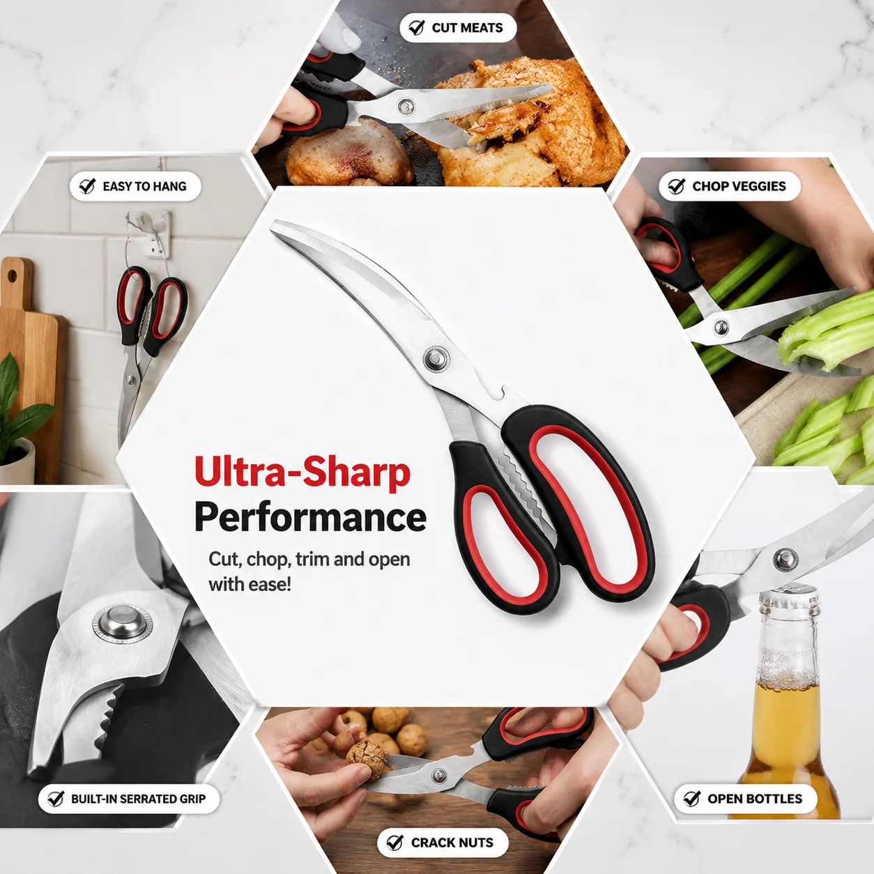 ELephas PLus Stainless Steel Barbecue Scissors Steak Kitchen Scissors Manufacturer Kitchen Tools Household Scissors