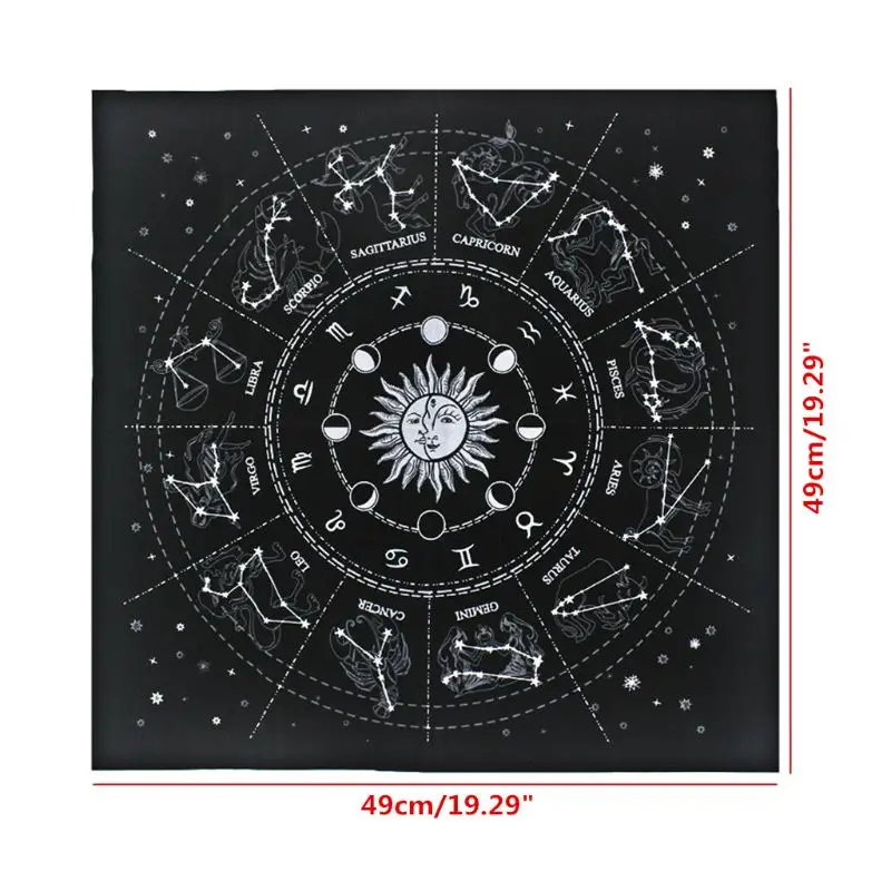 49x49cm Tarot Card Tablecloth Flannel Geometric Figure Divination Altar Cloth Board Games for Oracle Card Pad Runes Supp E56D