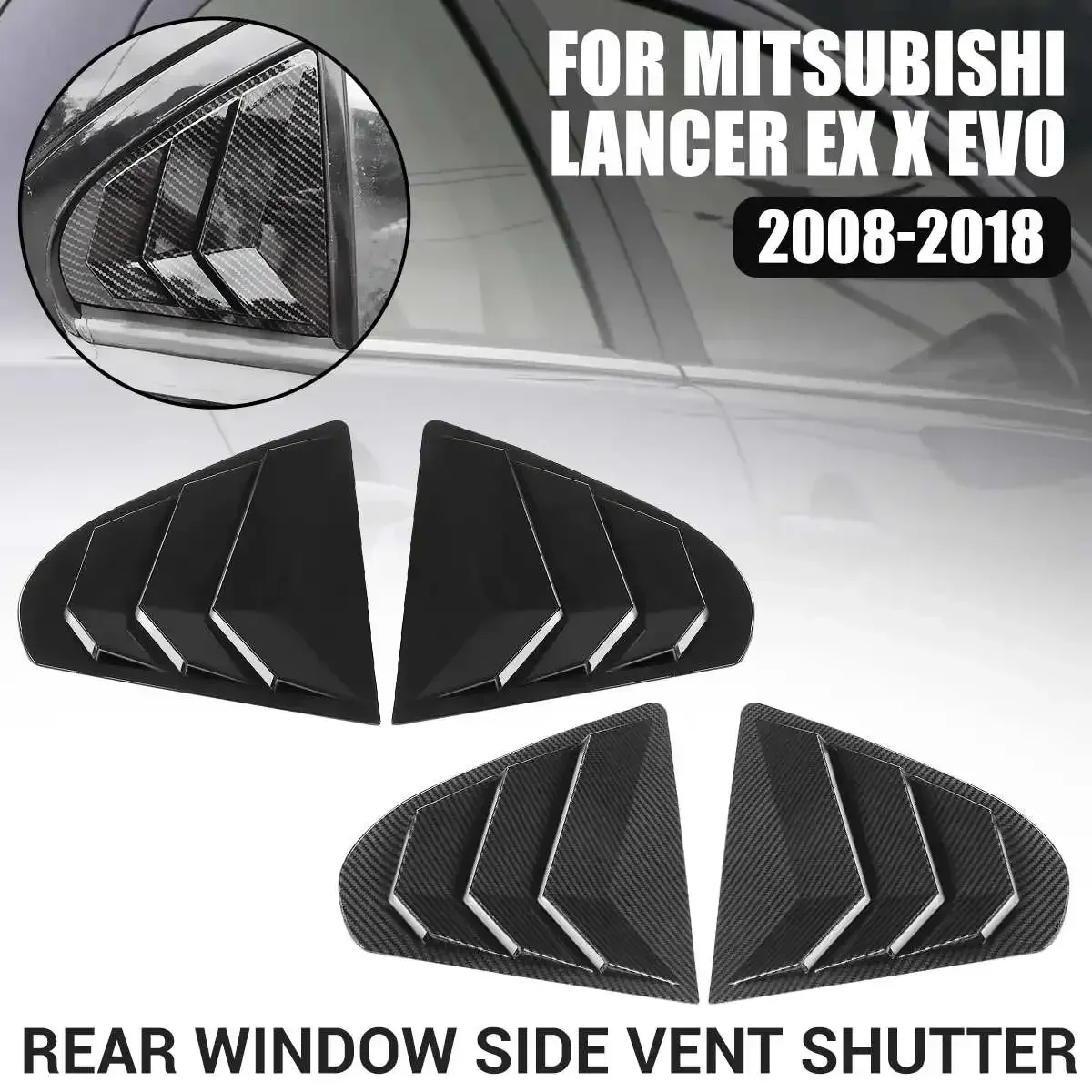 Rear Window Side Vent Shutter Louver Cover Trim For Mitsubishi Lancer EX X EVO 2008-2018