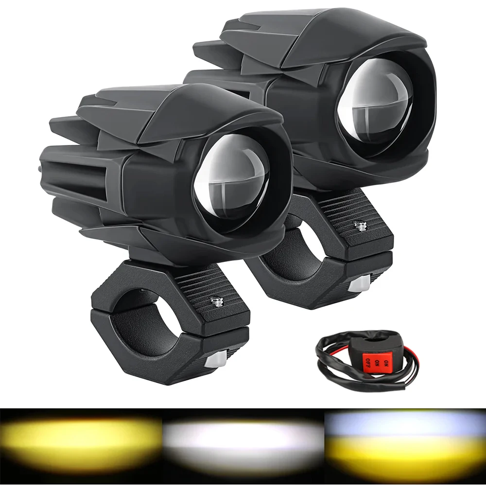 Motorcycle LED Spotlight 200W Dual Color Hi/Low Beam Fog Lamps For Car SUV UTV Trucks Lens Headlight Driving Light accessories