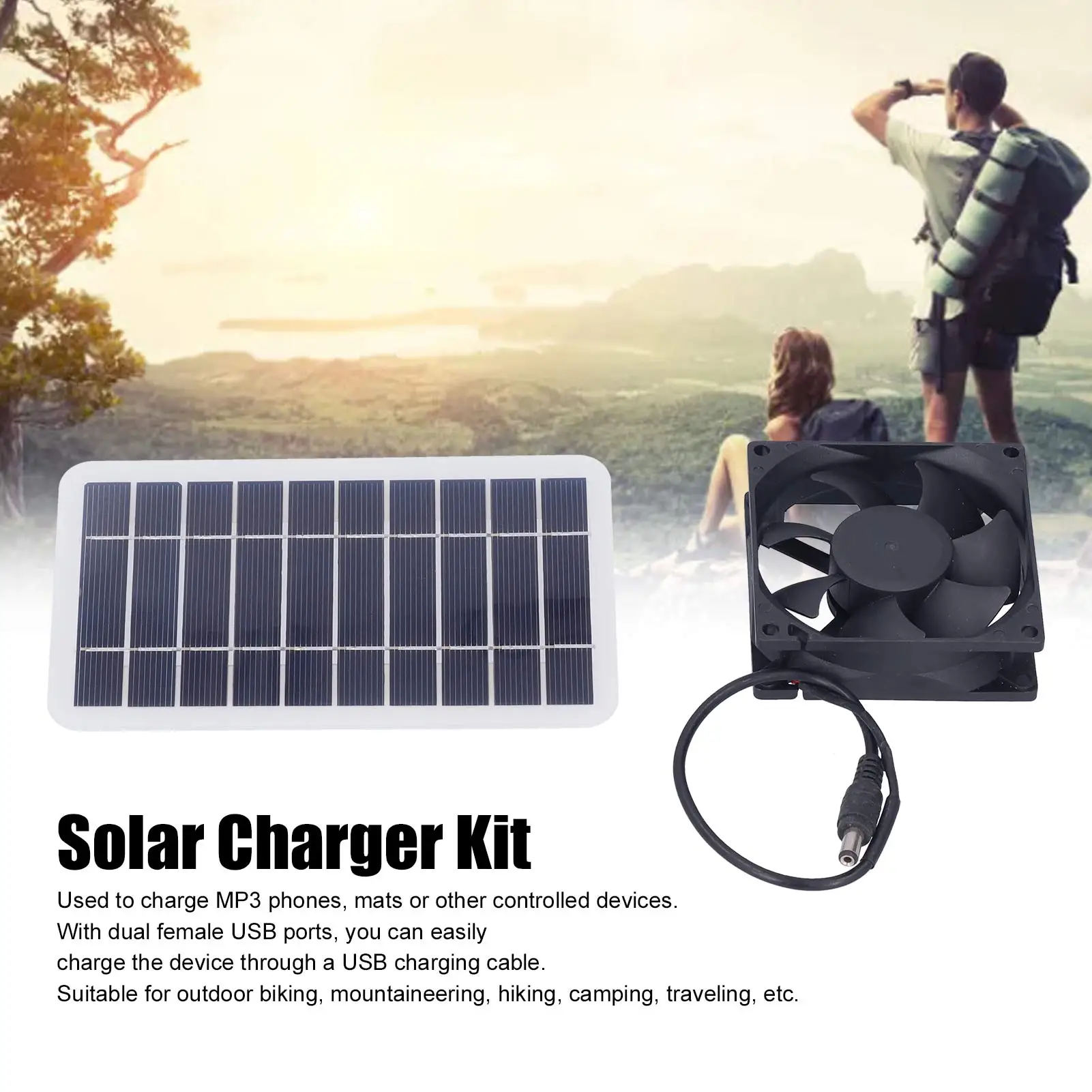 2.5W Solar Panel Fan Solar Pet Exhaust Air Flowing Fan for Outdoor Breeding Planting Solar  Kit Solar Pet Exhaust Fan Kit