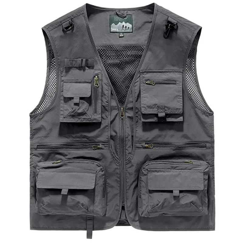 Men 14 Pockets Summer US Hot Sale Tactical Multi-pocket Mesh Outdoor Vest Men Photography Camping Fishing Safari Tool Waistcoat