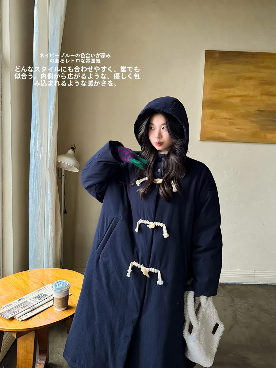 

Новое утепленное хлопковое пальто свободного кроя с капюшоном в стиле ретро, с эффектом распушенности, с узором «снежинка», бренд Annee Forest