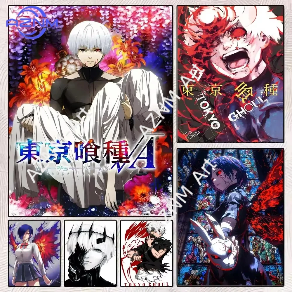 1 Stück Anime T-Tokyo Ghoul Poster, abnehmbare Wanddekoration, selbstklebende Kunstwanddekoration für Zuhause, Büro, Wohnzimmer, Esszimmer, Wanddekoration