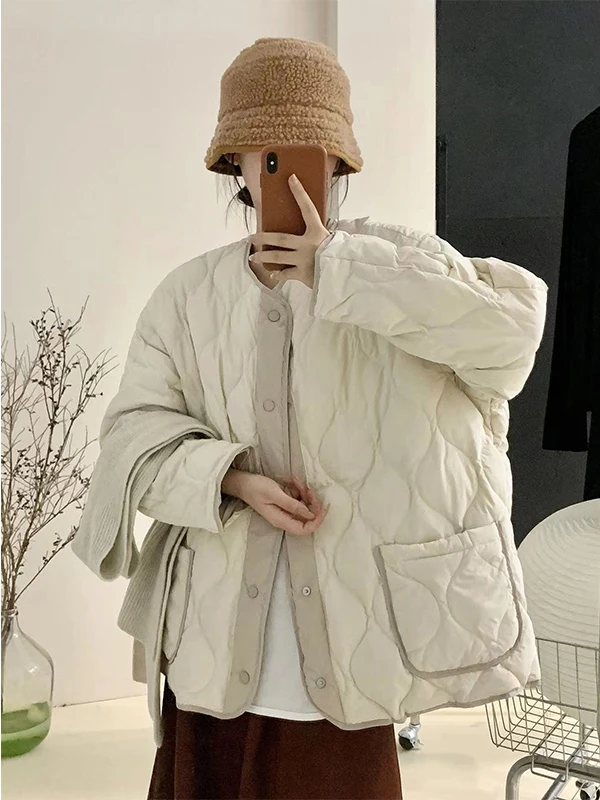 

Высококачественная свободная женская куртка в этническом стиле с пэчворком, круглым вырезом, повседневная, модная, утепленная, из хлопка, для города, утолщенная, теплая.