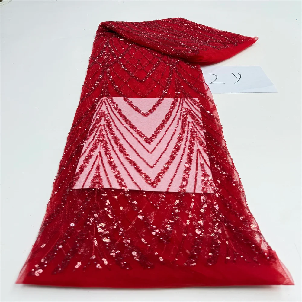 الترتر الأفريقي مطرز أقمشة الدانتيل عالية الجودة العريس النيجيري الزفاف الزفاف التطريز الفرنسية تول المواد 2 ياردة