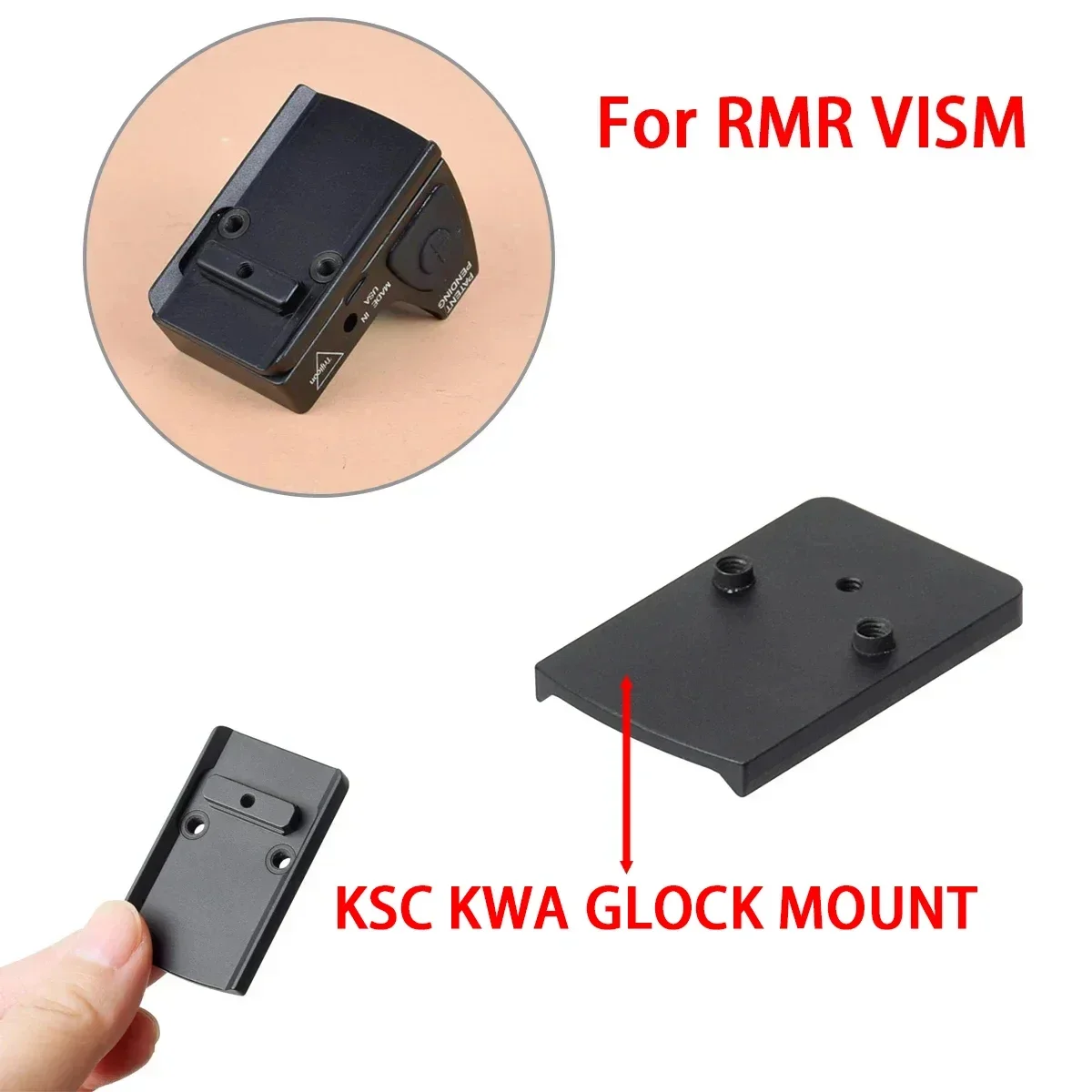 Glock Plate Base Mount Fits RMR VISM Red Dot Sight for Tokyo Marui 17 18C 19 KWA KSC Rear Sight