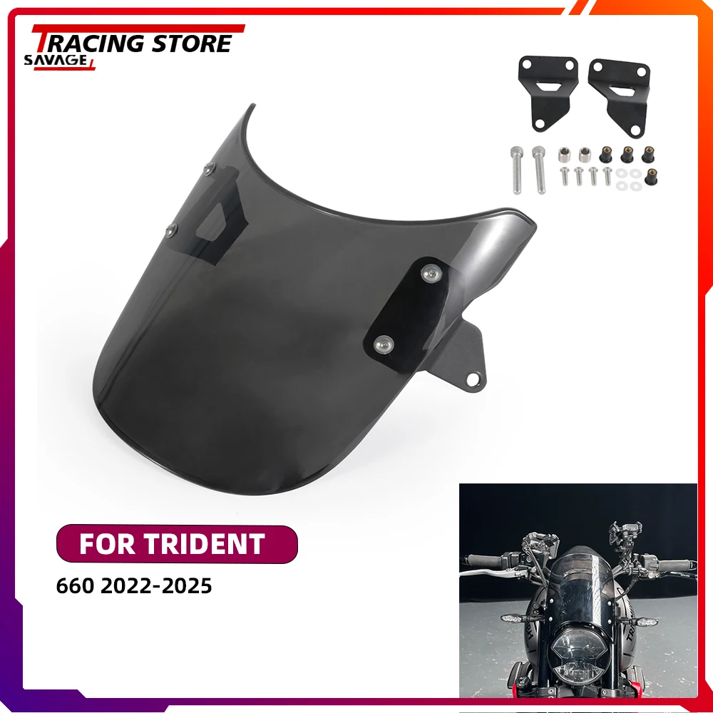 

2025 Windshield Screen with Mounting Bracket For Trident 660 Hardware Windscreens Wind screen Deflectors Motorcycle Accessories