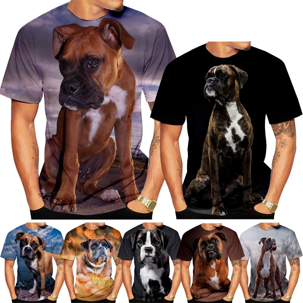 New Fashion Animal Boxer Dog Street T Shirt Cute 3d Boxer Dog T Shirts Animal Puppy Printed T Shirt