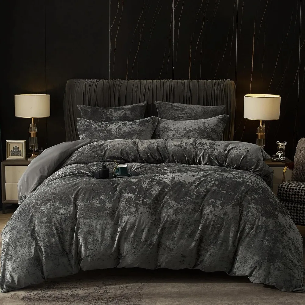 

PHF Truly Velvet Duvet Cover Set King Size, 3pcs Ultra Soft Breathable Comforter Cover Set, Luxury Cozy Flannel Duvet Cover with