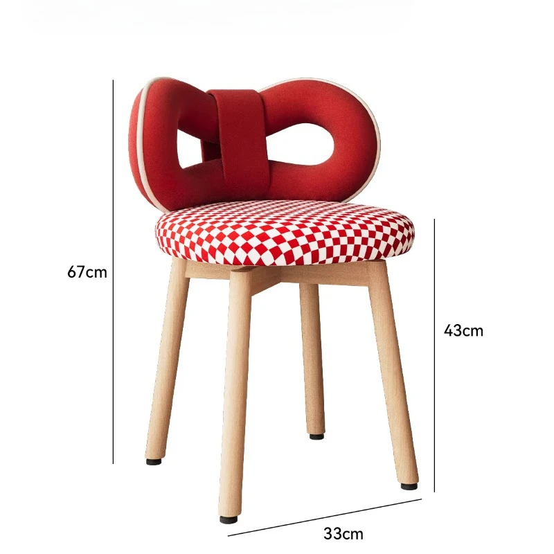 Solid Wood Makeup Stool for Bedroom Luxury Swivel Vanity Stool High-End Aesthetic Accent Chair for Girl Cute Dressing Table Seat
