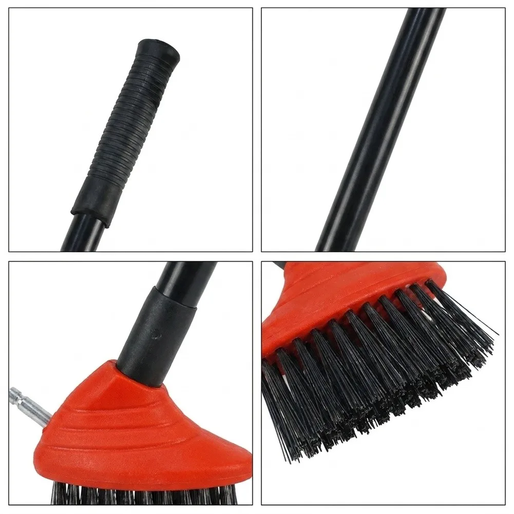 3 In 1 Scrub Brush With Long Handle Steel Wire Bristles For Garden Patio Deck Weeding Moss Rust Removal Cleaning Tool Outdoor
