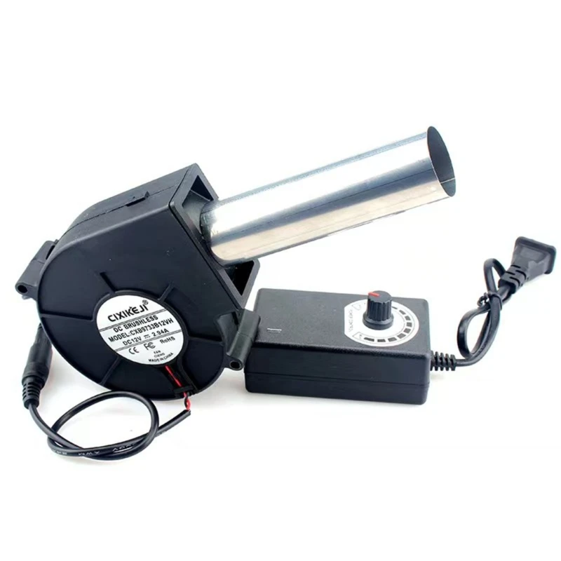 BBQ Fan Small Portable Air Blower with Air Collecting Port Power Supply Speed Controller Cooking Blower US/EU Plug