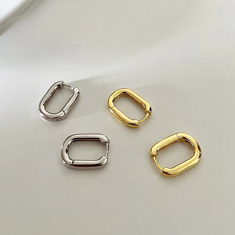 Minimalist U Shaped Geometric Hoop Earrings for Women Chunky Circle Hoops Party Wedding Jewelry Gift French Golden Earrings