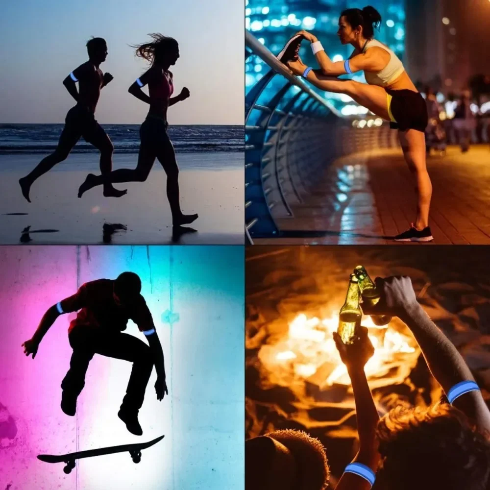 Luminous Reflective Bracelet Safety Warning Luminous Sports Wrist Strap Party Supplies USB Charging Night Running Armband LED