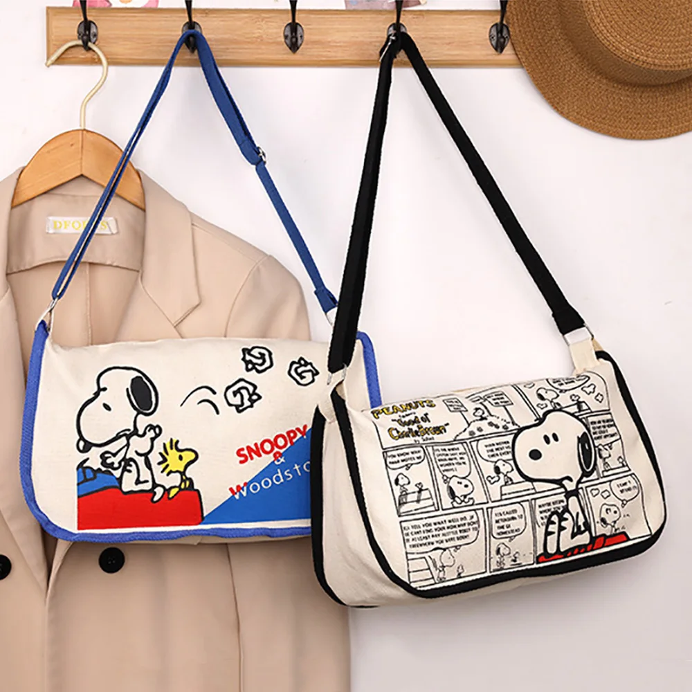 Snoopy Kawaii Anime Crossbody Bag Cartoon Shoulder Bag Casual All-match Satchel Fashion Commuter Tote Handbag Students Backpacks