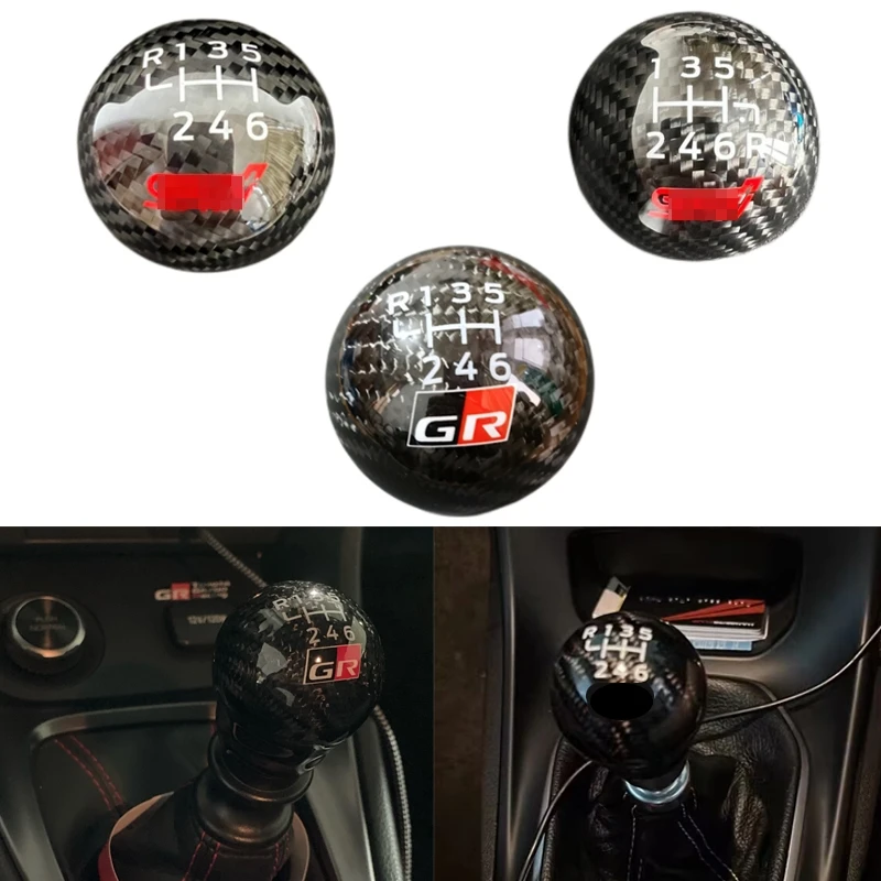 Car 6 Speed Carbon Fibre Modified Manual Gear Shift Knob Lever Shifter Handball For Toyota GT86 Yaris GR For Subaru STI BRZ WRX