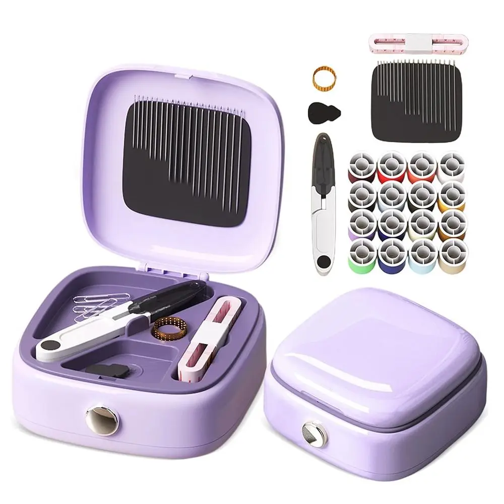 Portable Mini Sewing Box Set Hand Sewing Needles Threads Hand Sewing Tool Kit Partitioned Measuring Tape