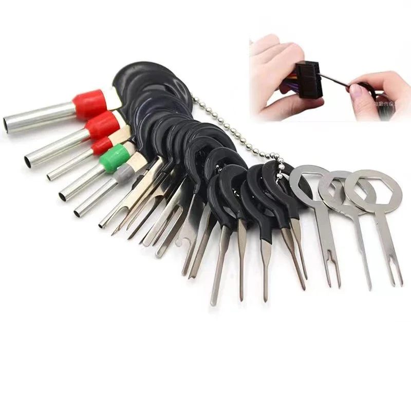 26-11pcs Car Terminal Removal Repair Tools Electrical Wiring Crimp Connector Pin Extractor Kit Keys Automotive Plug Pullers