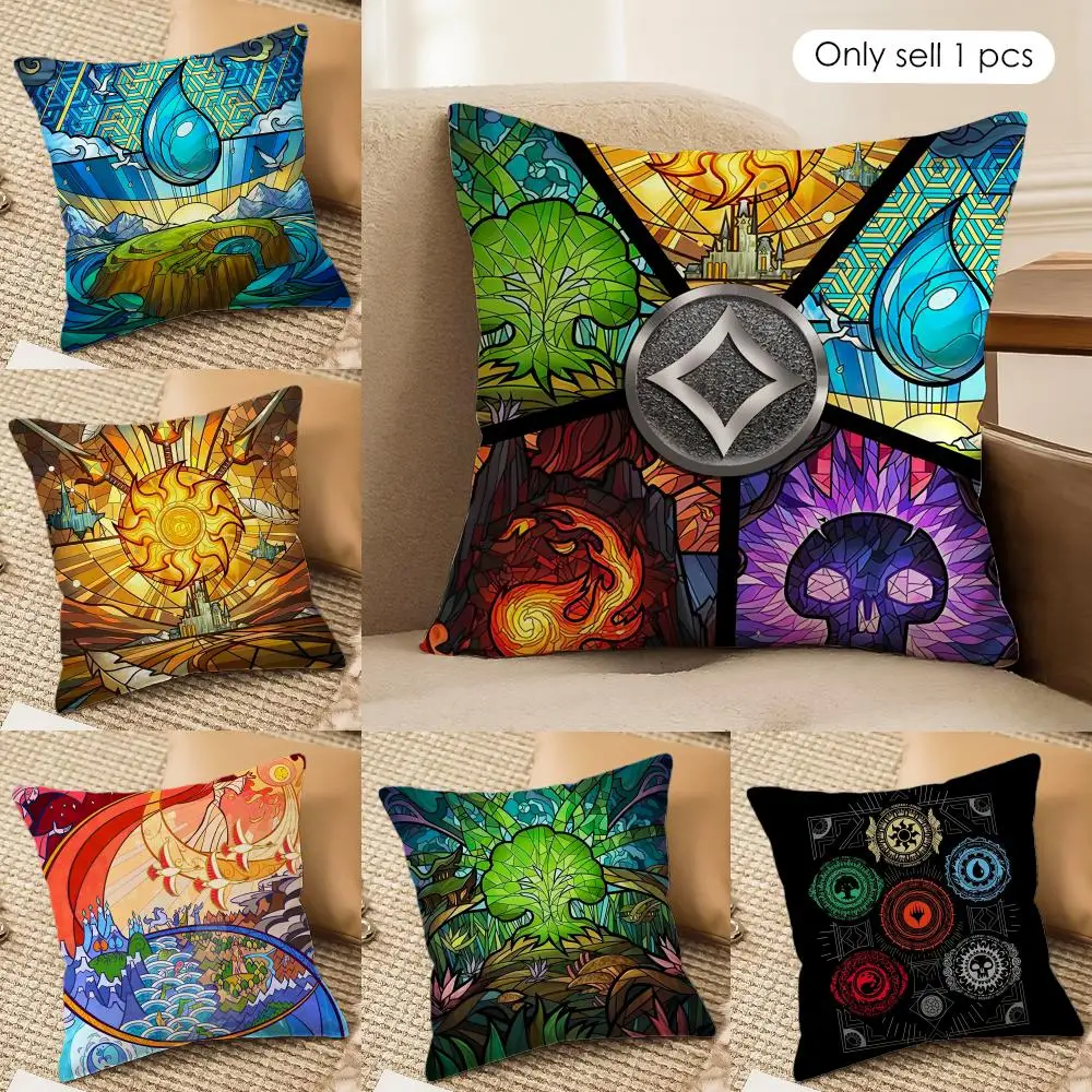 M-Magic G-Gathering M-MTG Cushion Cover Silky Short Plush Invisible Zipper Dustproof Sofa Pillow Case for Home Decor