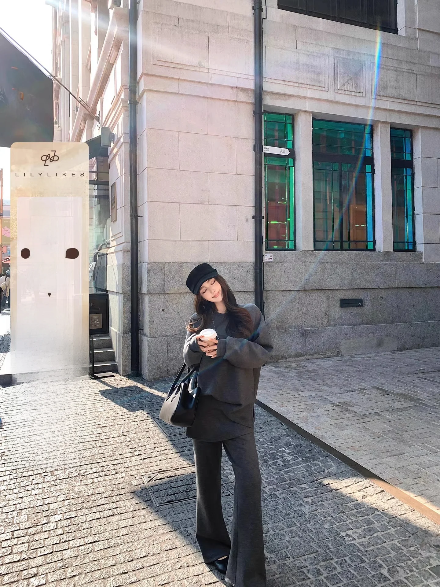 

Lilylikes Chic Woolen Long Sve round Ne Casual Pants Set for Women Winter Faion Ensemble Comfortable Loose Fit Trousers