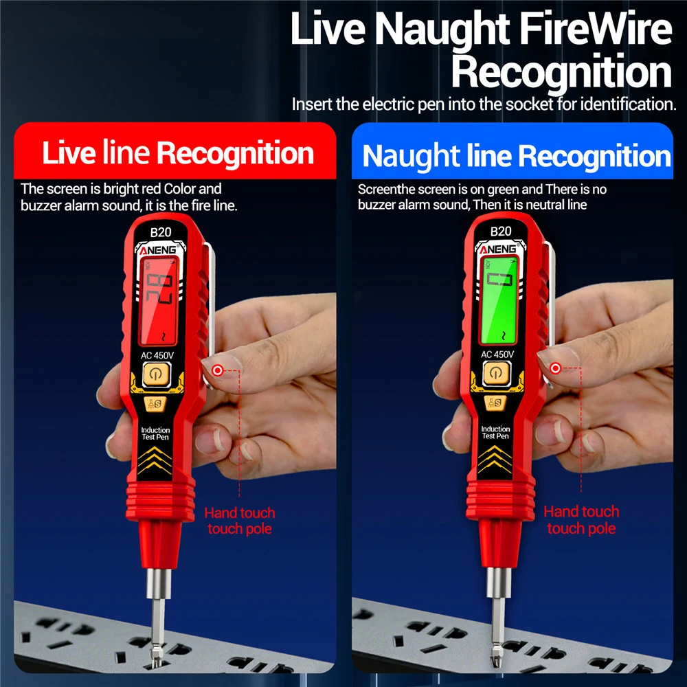 ANENG B20 جديد عالي الدقة جهاز قياس الجهد الكهربائي القلم متعدد الوظائف كشف نقطة التوقف شاشة ديجيتال أداة الحث الكهربائية #4