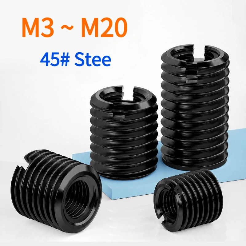 M3-M20 High Strength 45# Steel Hardened Inner Outer Thread Adapter Screw Bushing Slotted WireThread Insert Sleeve Conversion Nut