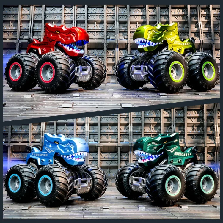 Voiture de cascade télécommandée 4WD avec son de pulvérisation légère, véhicule électrique dinosaure mécanique à grande vitesse 2.4G, jouets pour garçons, cadeaux