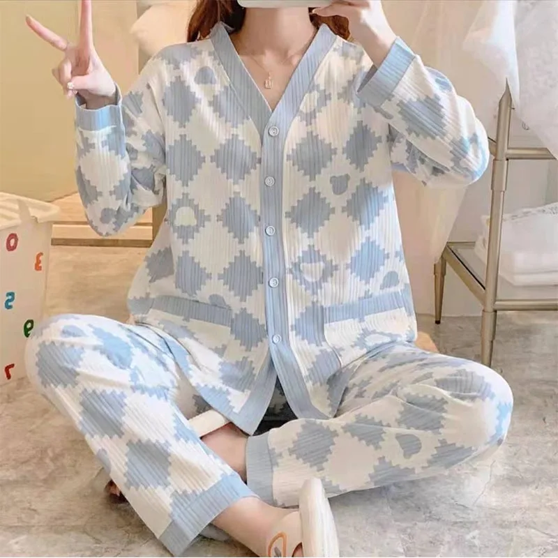 Maternity Homewear Pajamas Suit Nursing Pajamas Moon Clothes Spring and Autumn Cotton Monthly Clothing Summer Nursing Clothes