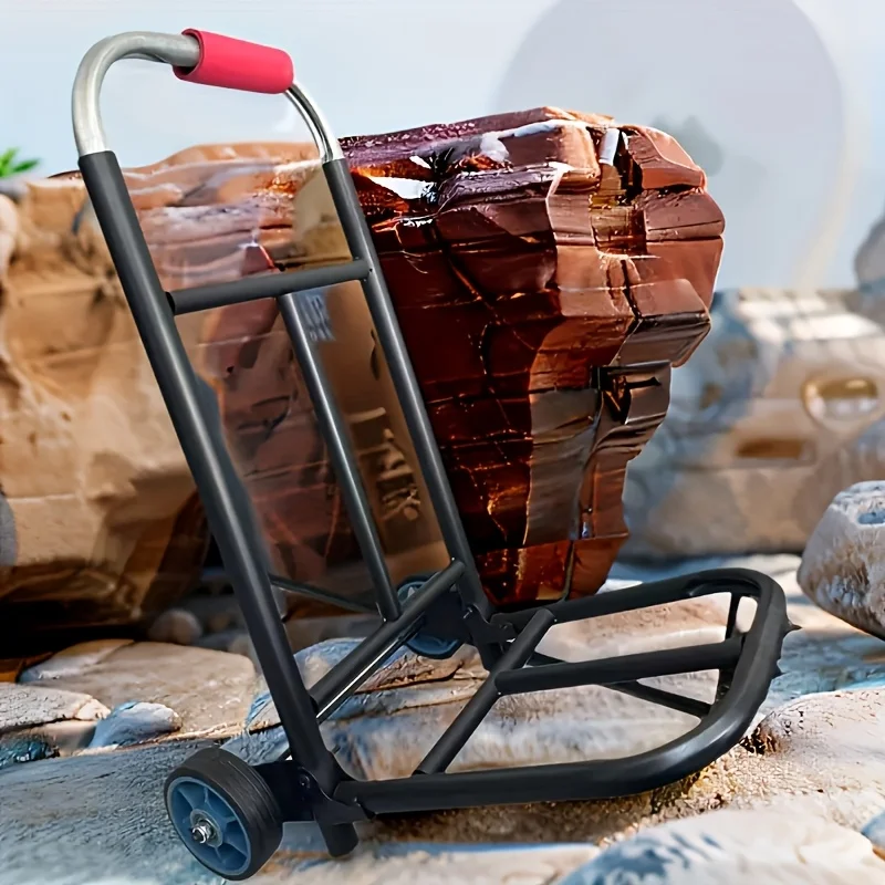 1pc Adjustable Height & Foldable Dolly with PU Wheels , Convertible Load Carrier with Adaptive Configuration System