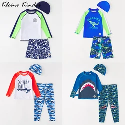 Boys Swimwear Long Sleeve Children's Swimsuit UPF50 UV Protection Boy's Beach Clothes Rash Guard Set Swimming Bathing Suit Kids